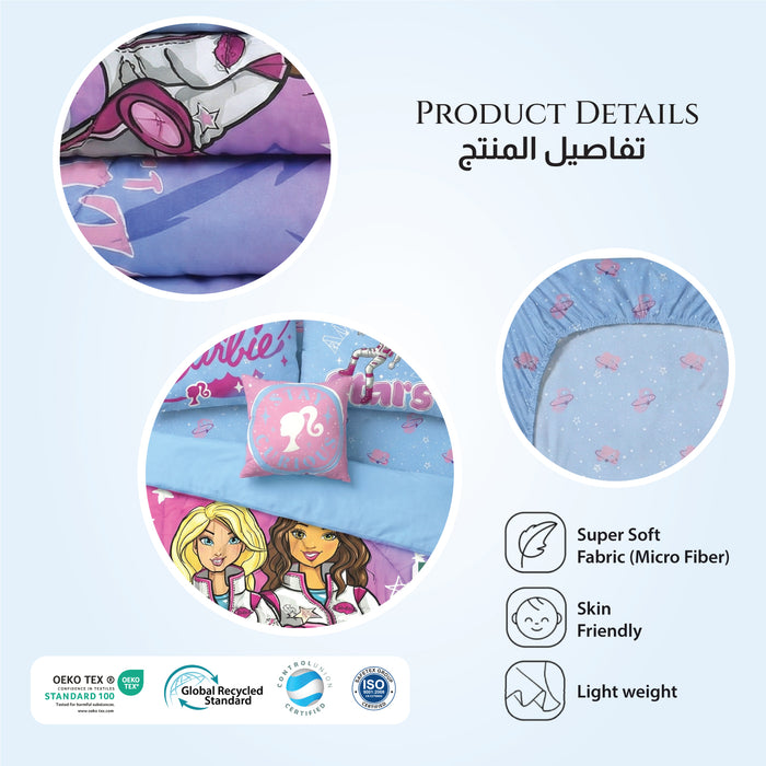 Barbie Official Kids Bedding Set – 5 Piece Comforter Set Cozy & Colorful Cartoon Character with Matching Pillowcases & Bedsheet