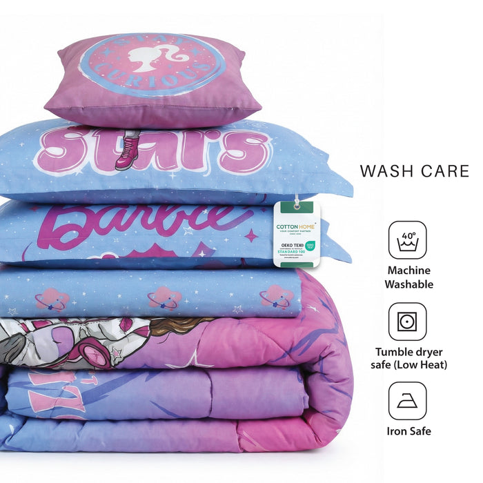 Barbie Official Kids Bedding Set – 5 Piece Comforter Set Cozy & Colorful Cartoon Character with Matching Pillowcases & Bedsheet