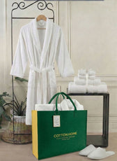 Luxury 7PC Egyptian Cotton Bath Bundle Set White – Bathrobe, Towels, Slippers