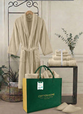 Luxury 7PC Egyptian Cotton Bath Bundle Set Linen – Bathrobe, Towels, Slippers
