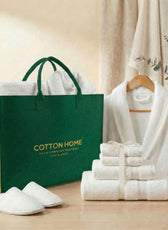 Luxury 7PC Egyptian Cotton Bath Bundle Set White – Bathrobe, Towels, Slippers