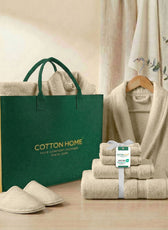 Luxury 7PC Egyptian Cotton Bath Bundle Set Linen – Bathrobe, Towels, Slippers