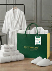 Luxury 7PC Egyptian Cotton Bath Bundle Set White – Bathrobe, Towels, Slippers