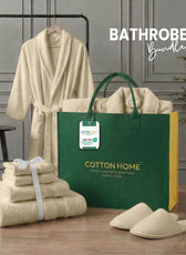 Luxury 7PC Egyptian Cotton Bath Bundle Set Linen – Bathrobe, Towels, Slippers