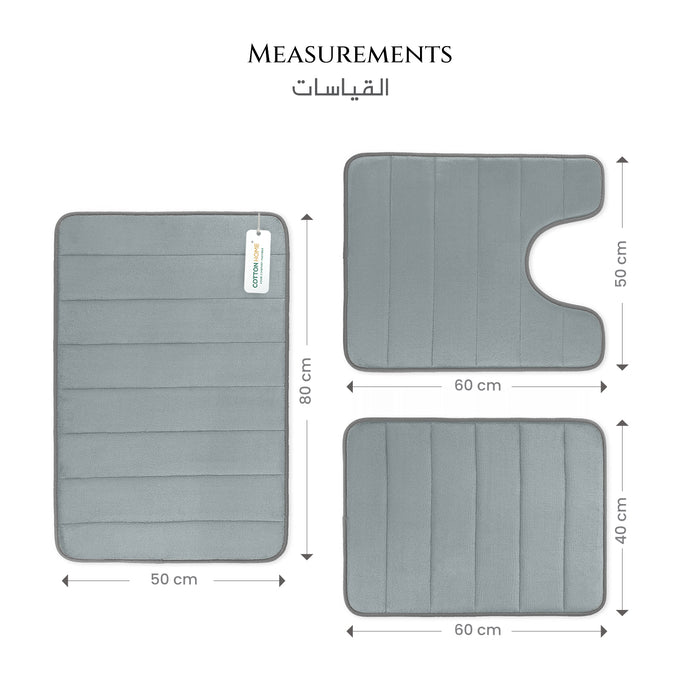 Memory Foam Bath Mats – 3-Piece Non-Slip Bathroom Rug Set for Ultimate Comfort & Absorbency