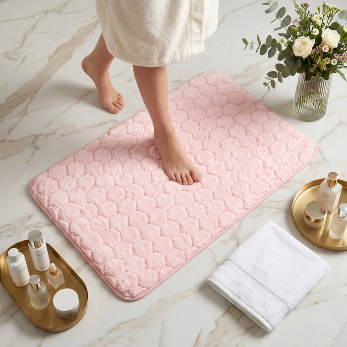 Bath Mat Set 2-Piece Highly absorbent Anti-Skid - 90x60 cm Diamond Pink