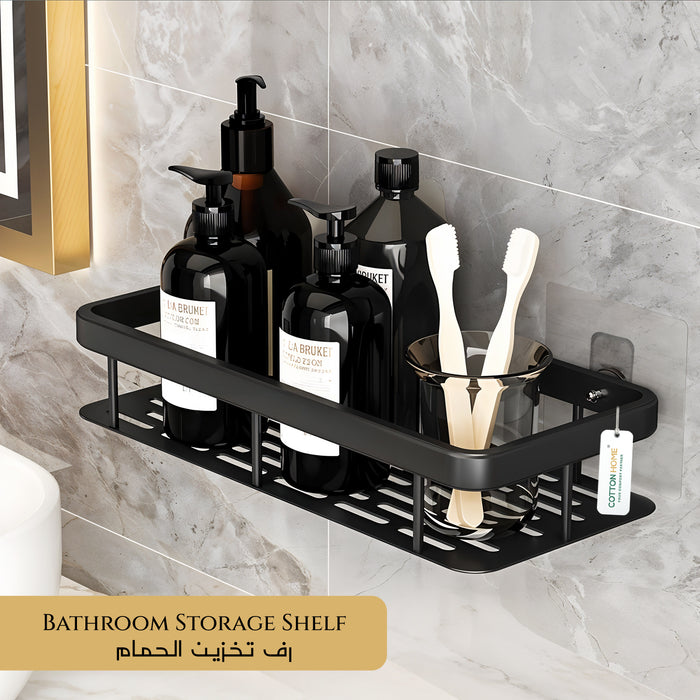 Wall-Mounted Bathroom Shelf pack of 1 Aluminum Organizer for Shampoo, Skincare & Kitchen Storage Black (Copy)