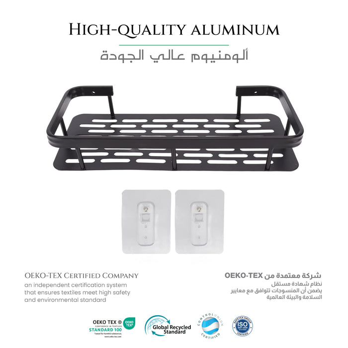 Wall-Mounted Bathroom Shelf pack of 1 Aluminum Organizer for Shampoo, Skincare & Kitchen Storage Black (Copy)