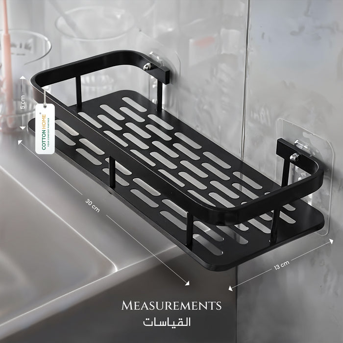 Wall-Mounted Bathroom Shelf pack of 1 Aluminum Organizer for Shampoo, Skincare & Kitchen Storage Black (Copy)