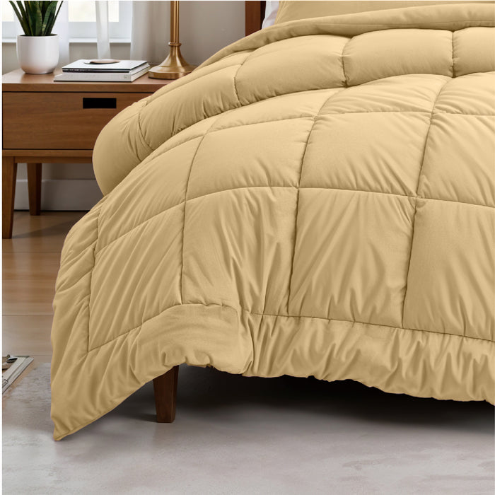 Luxury Velvet 3-Piece King Comforter Set - 240x260 cm- Beige