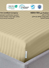 Stripe Fitted Sheet Set Queen 160x200+30cm with Pillowcases Beige