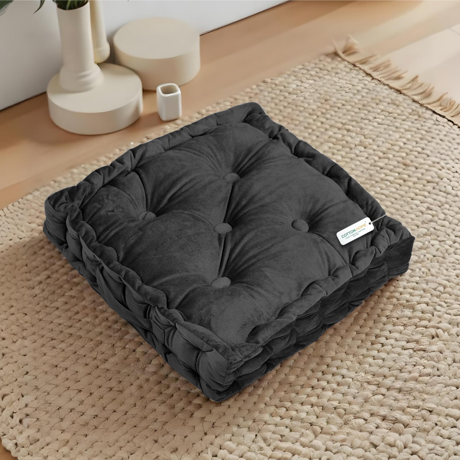 Serenity Velvet Multipurpose Seat Cushion 40x40cm Square Shape Seating - Cotton Home