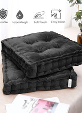 Serenity Velvet Multipurpose Seat Cushion 40x40cm  Pack of 2  Square Shape Seating - Cotton Home