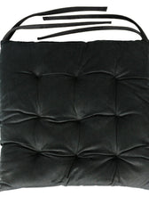 Velvet Slip Free Tufted  Chair Cushion Black 40x40cm - Pack of 4 - Cotton Home