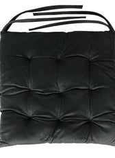 Velvet Slip Free Tufted  Chair Cushion Black 40x40cm - Cotton Home