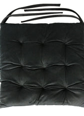 Velvet Slip Free Tufted  Chair Cushion Black 40x40cm - Pack of 2 - Cotton Home