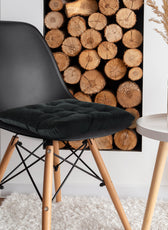 Velvet Slip Free Tufted  Chair Cushion Black 40x40cm - Cotton Home