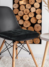 Velvet Slip Free Tufted  Chair Cushion Black 40x40cm - Pack of 2 - Cotton Home