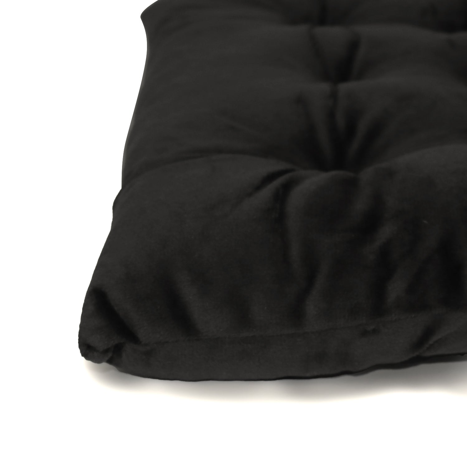 Velvet Slip Free Tufted  Chair Cushion Black 40x40cm - Cotton Home