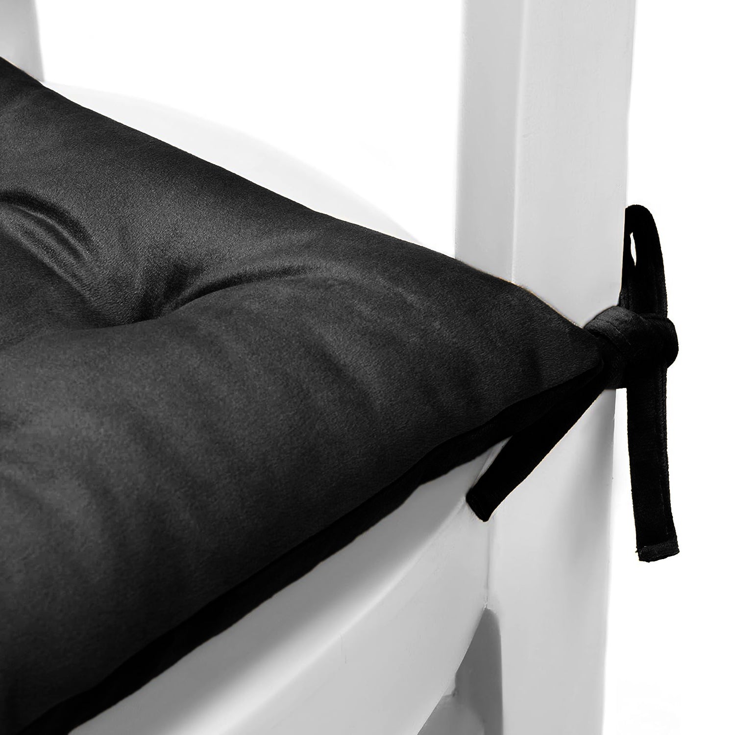 Velvet Slip Free Tufted  Chair Cushion Black 40x40cm - Cotton Home