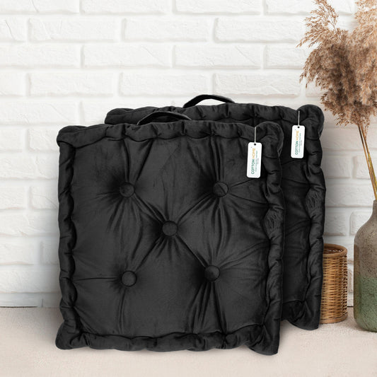 Serenity Velvet Multipurpose Seat Cushion 40x40cm  Pack of 2  Square Shape Seating - Cotton Home
