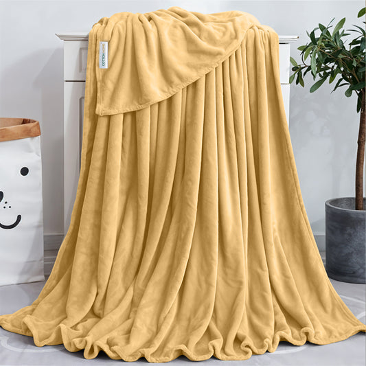 Soft Flannel Blanket Double Size 220x240cm Beige