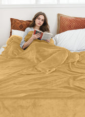 Soft Flannel Blanket Double Size 220x240cm Beige
