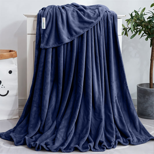 Soft Flannel Blanket Double Size 220x240cm Navy Blue