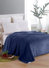 Soft Flannel Blanket Single Size 160x220cm Navy Blue