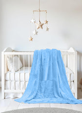 Ultra-Soft Embossed Baby Blanket – Lightweight, Cozy & Plush 140x110cm, Blue