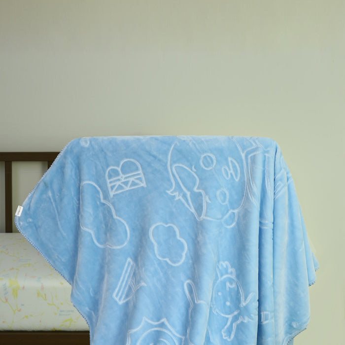 Ultra-Soft Embossed Baby Blanket – Lightweight, Cozy & Plush 140x110cm, Blue
