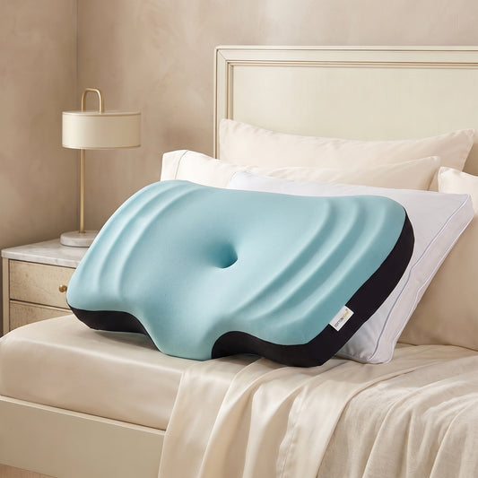 Cool Cervical Memory Foam Pillow Ergonomic Neck Support Blue 62x38x8.5CM