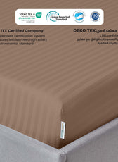 Stripe Fitted Sheet Set Single 90x200+20cm with Pillowcase Light Brown