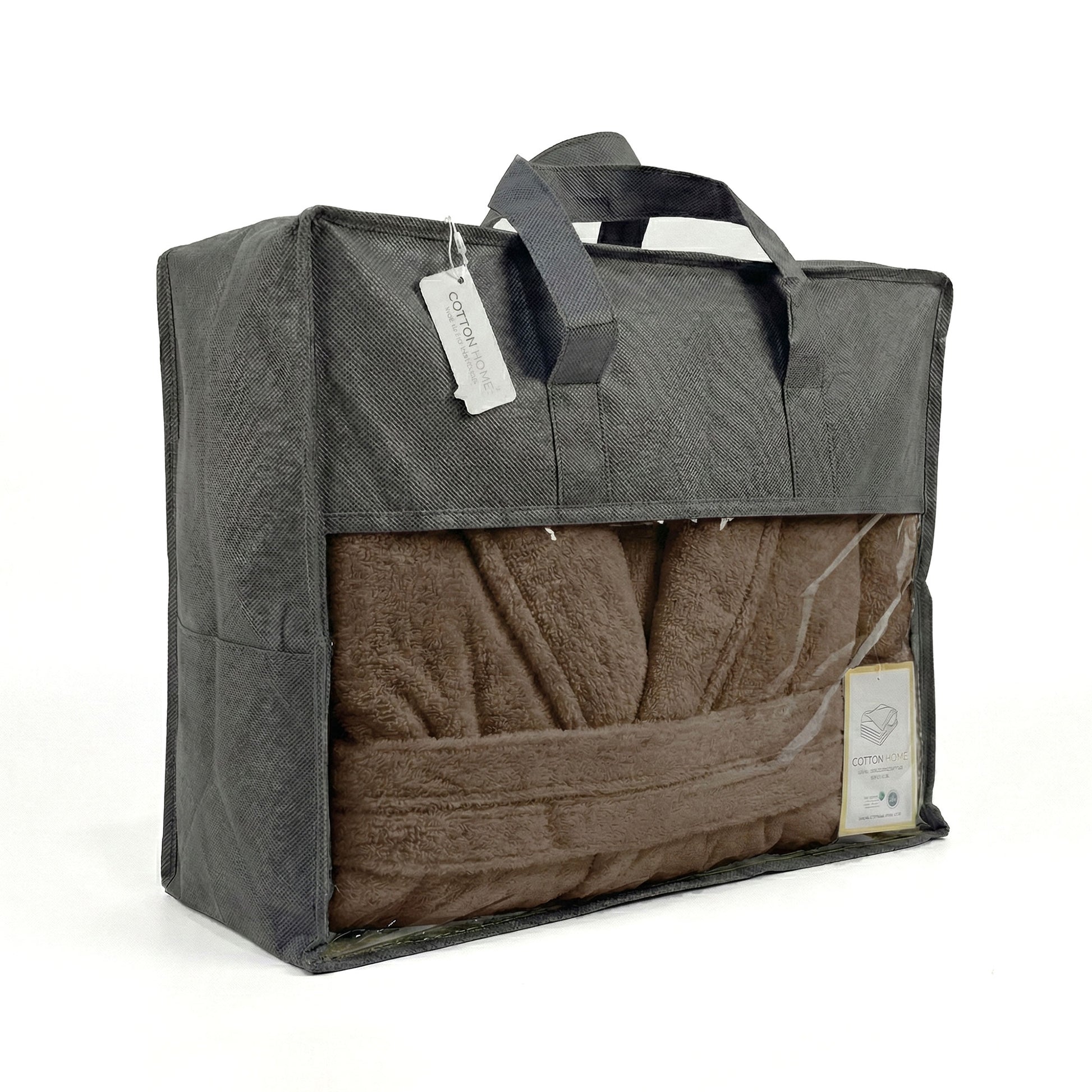 Luxury 7PC Egyptian Cotton Bath Bundle Set Brown – Bathrobe, Towels, Slippers