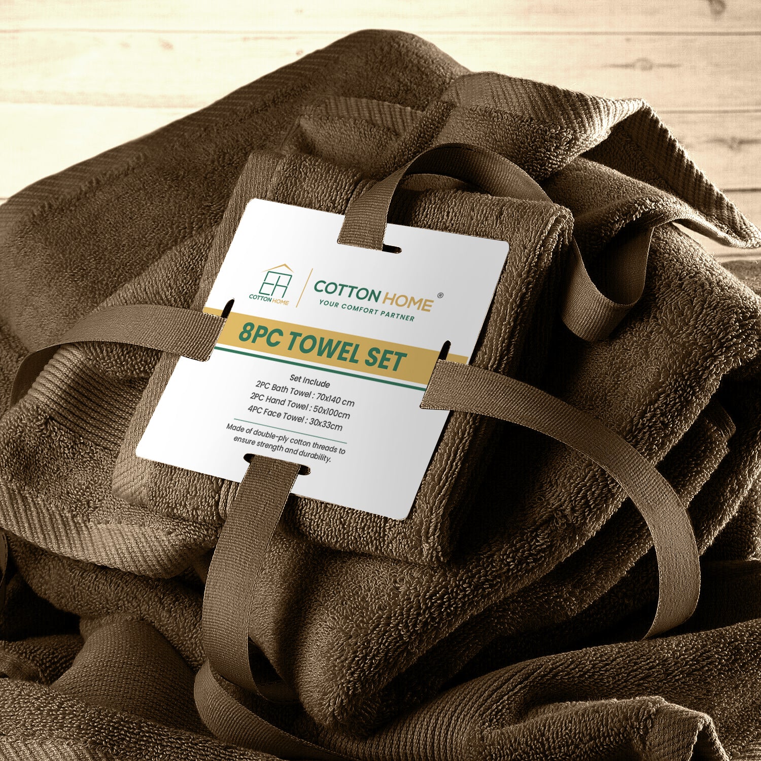 Cotton Home Ultimate Towel Collection - 8 Piece Bundle Brown - Cotton Home