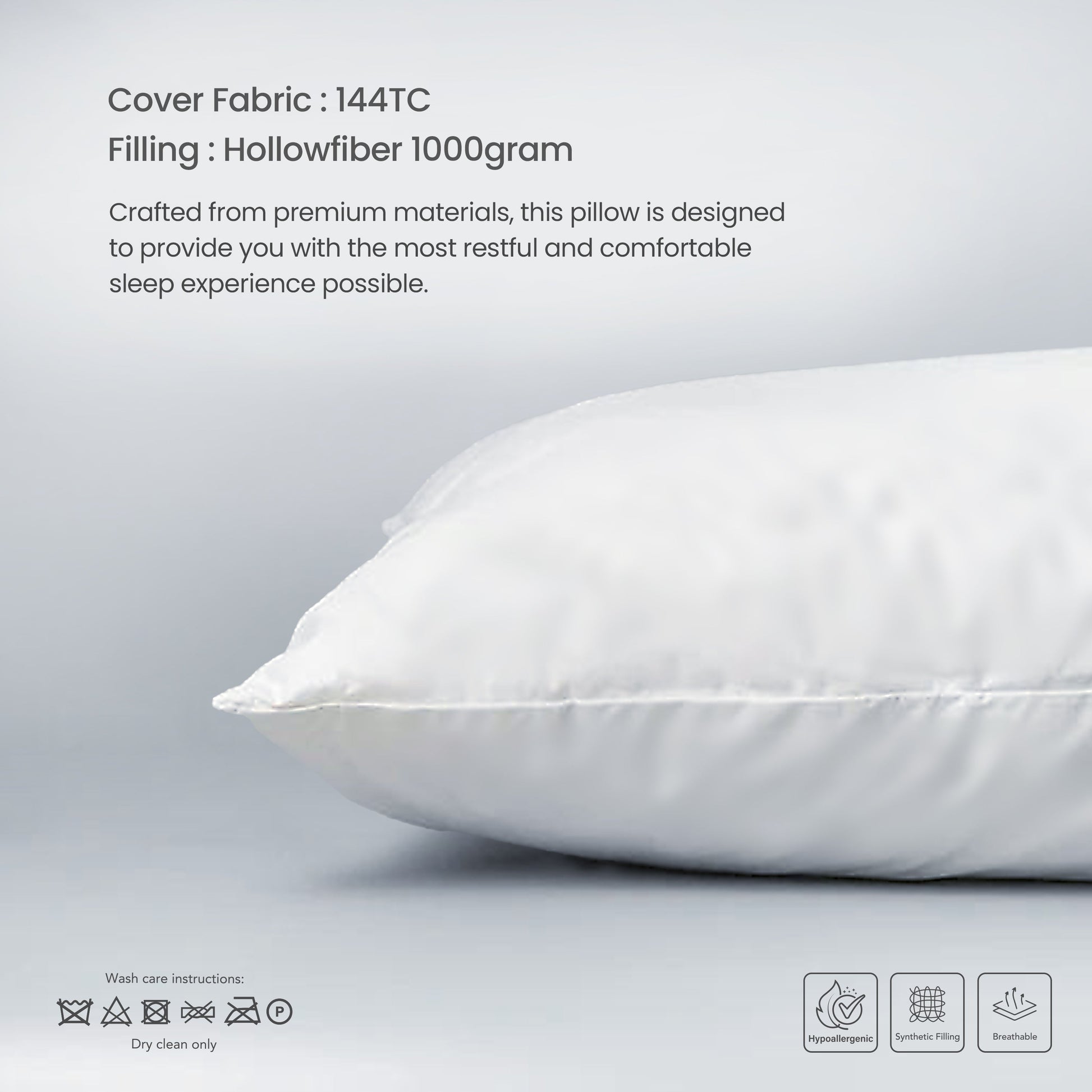 Four Seasons Side Sleeper Light Weight Medium Firm Pillow 50x75cm 1000g - Cotton Home