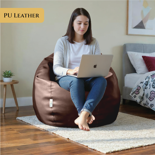 Adult Bean Bag Chair Premium PU Leather  62x105cm - Brown