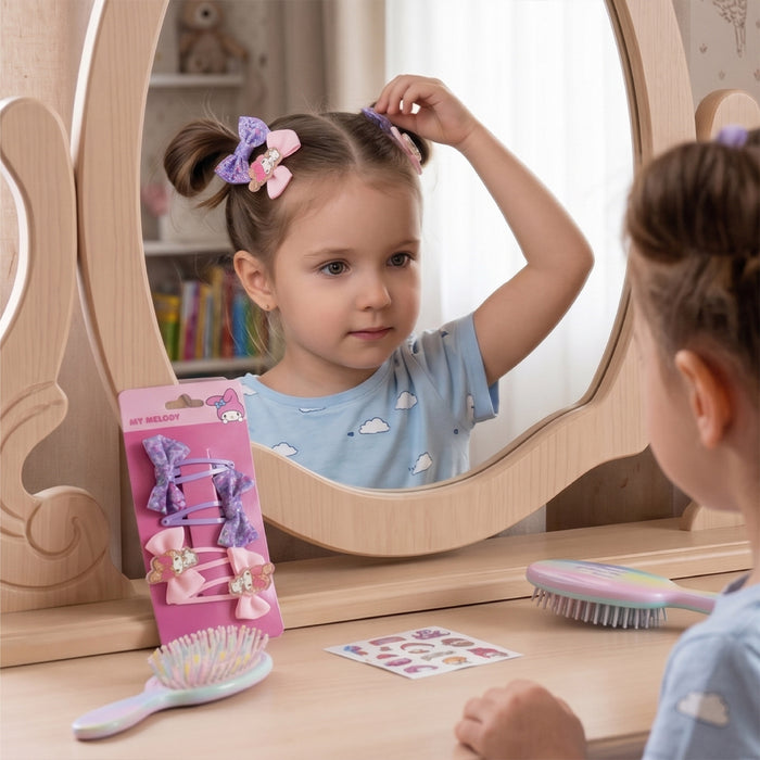 My Melody Theme Hair Clips – Pack of 4 Pink & Purple Hair Accessories