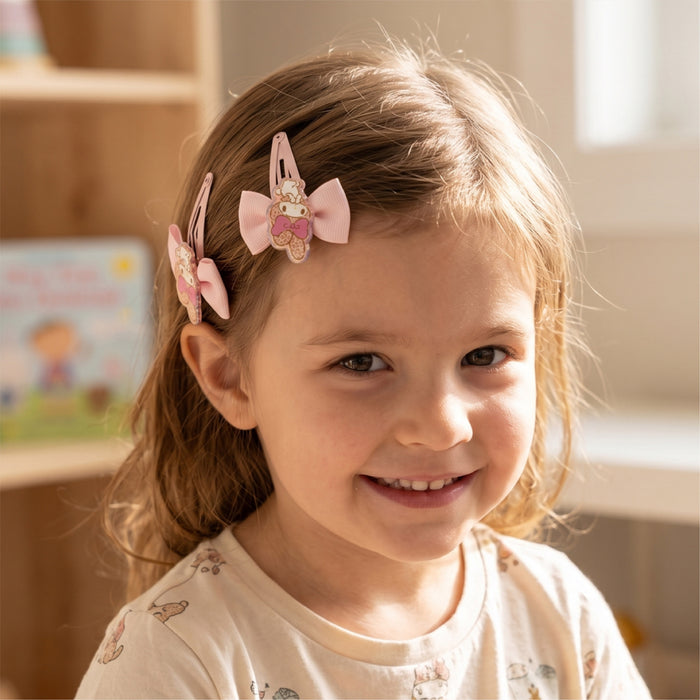 My Melody Theme Hair Clips – Pack of 4 Pink & Purple Hair Accessories