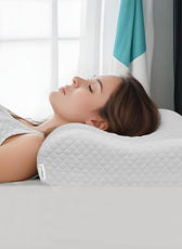 Cervical Support Memory Foam Pillow for Neck and Shoulder Pain Relief, Washable Cover 60x35x9-11 CM
