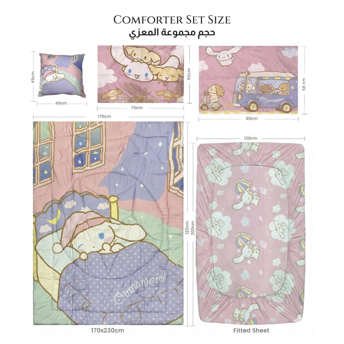 Cinnamoroll Official Kids Bedding Set – 5 Piece Comforter Set Cozy & Colorful Cartoon Character with Matching Pillowcases & Bedsheet