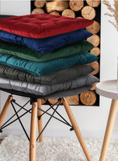 Velvet Slip Free Tufted  Chair Cushion Mustard 40x40cm - Cotton Home