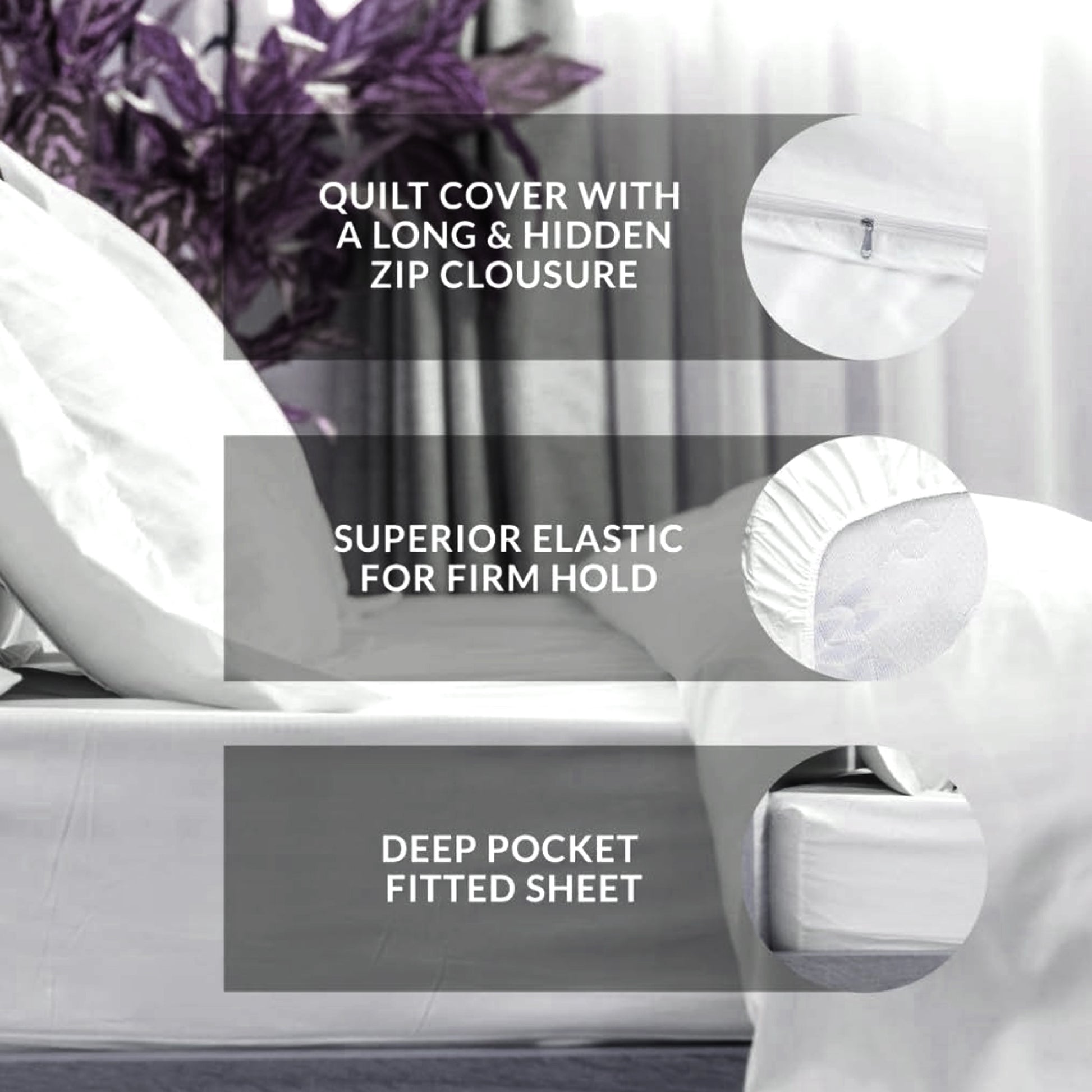 Premium Quality Super Soft King Size 6 pieces Duvet Cover Set 220x240cm Light Grey - Cotton Home