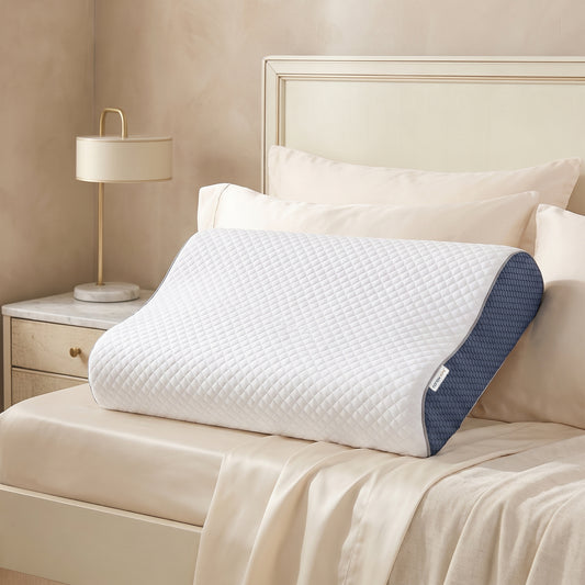Cervical Support Memory Foam Mesh Pillow for Neck and Shoulder Pain Relief L60xW35xH9-11 CM