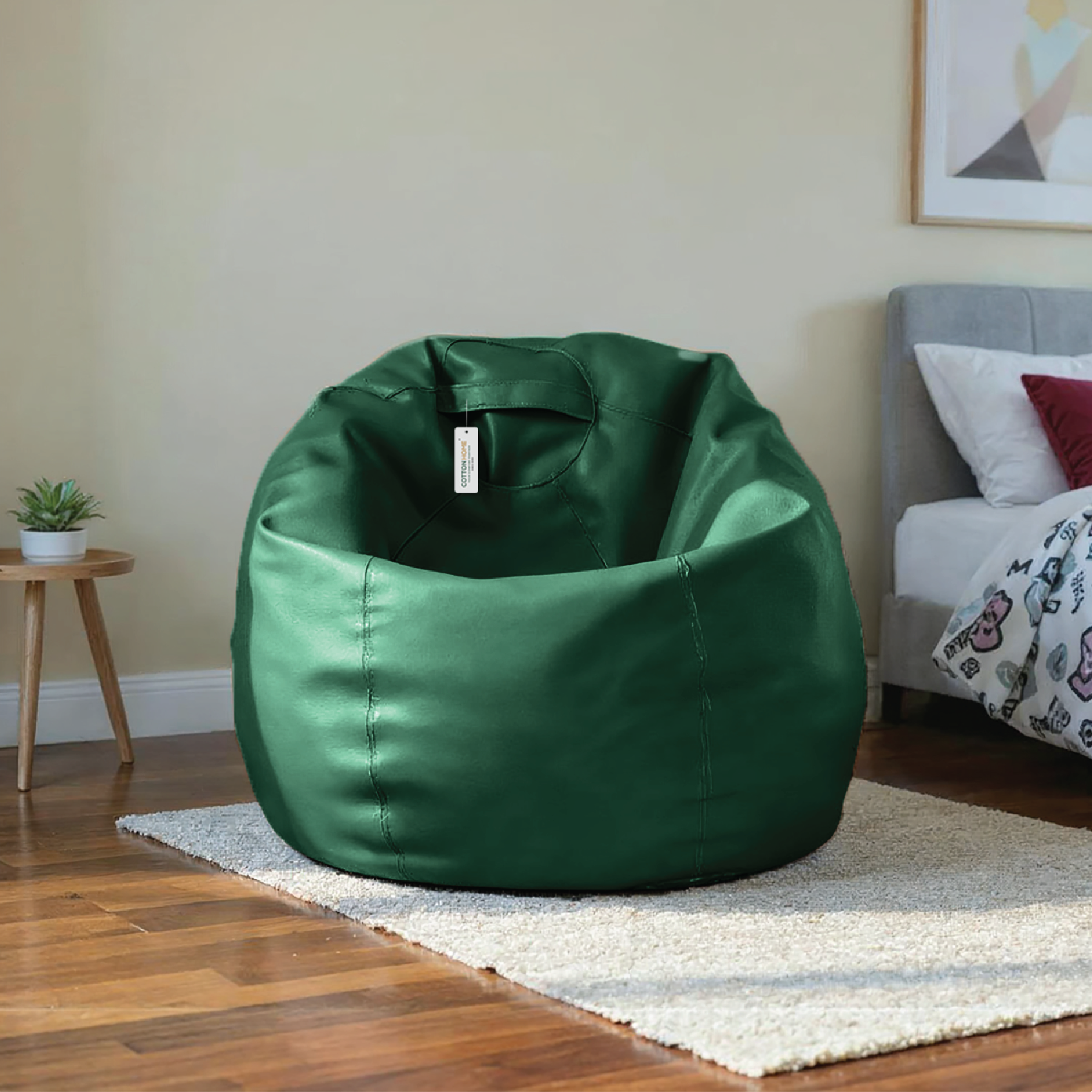 Adult Bean Bag Chair Premium PU Leather  62x105cm - Emerald Green
