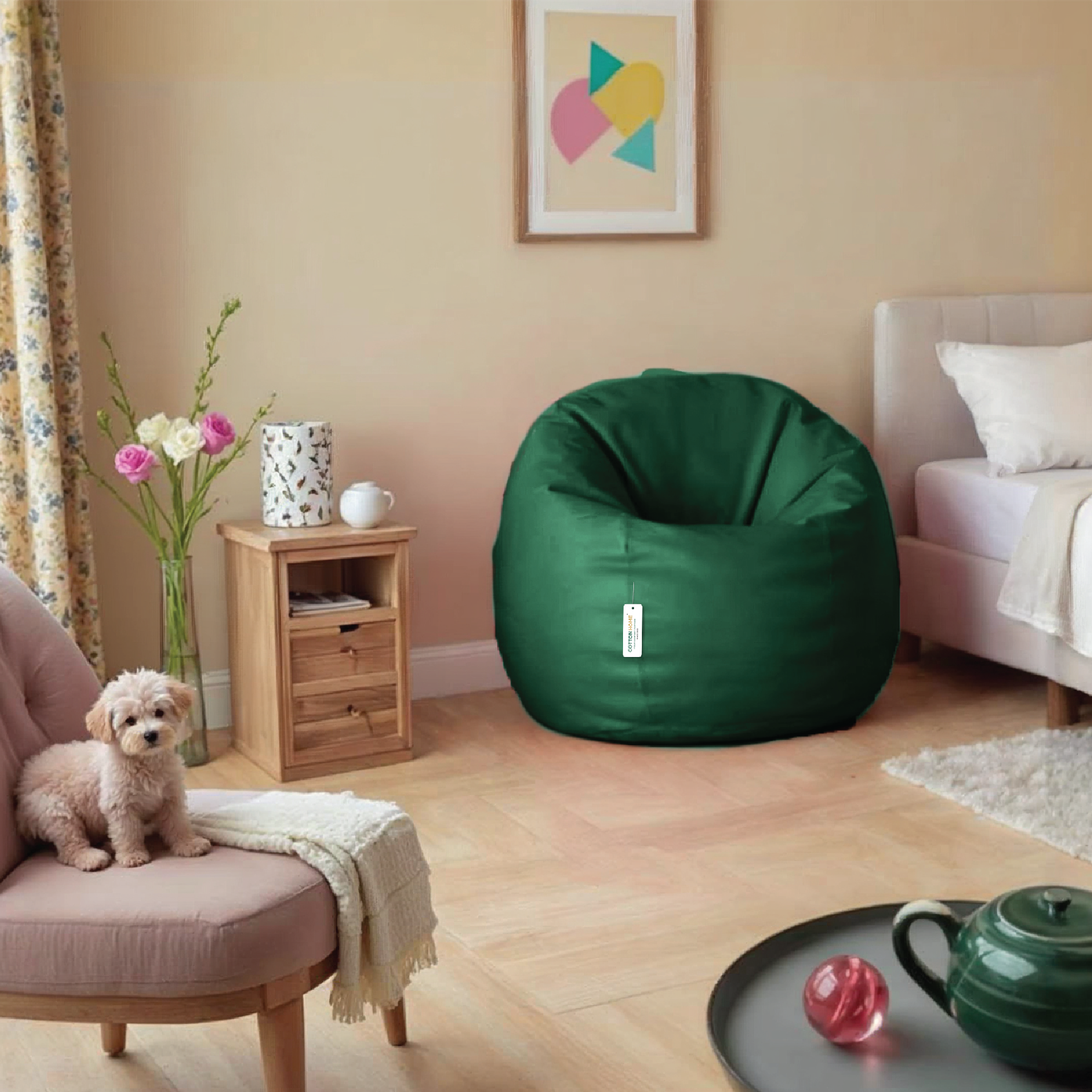 Adult Bean Bag Chair Premium PU Leather  62x105cm - Emerald Green