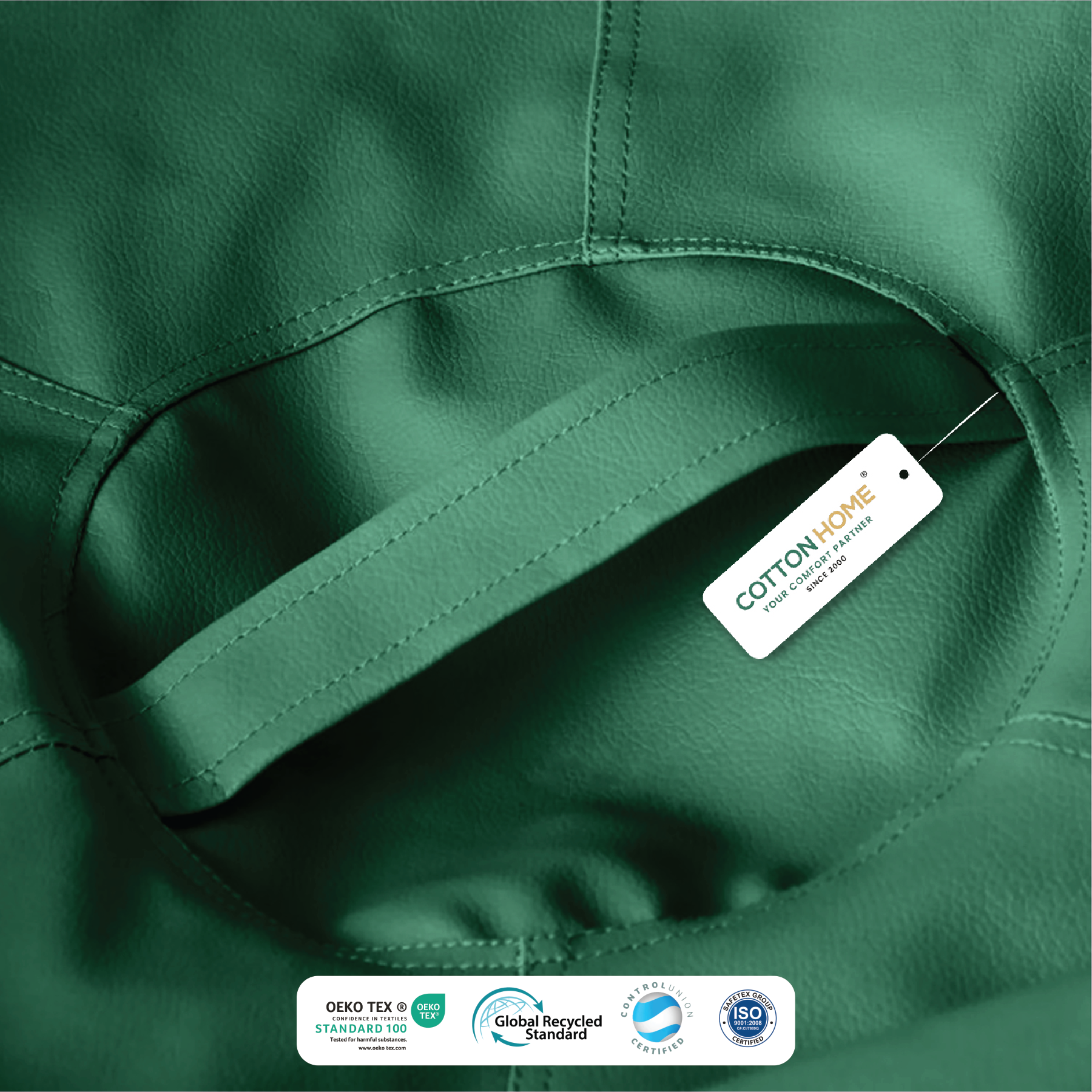 Adult Bean Bag Chair Premium PU Leather  62x105cm - Emerald Green