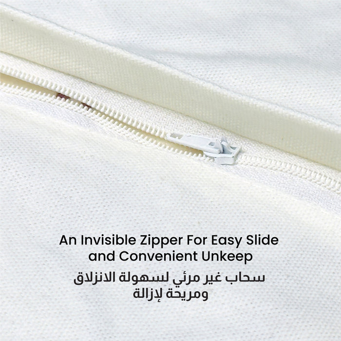 Embroidered Cushion - 100% Cotton Canvas, 45x45cm |  Ivory Floral Pattern |  Set of 2  | Cotton Home - Cotton Home