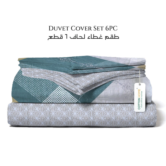 6 Piece Duvet Cover Set  220x240cm –  with Fitted Sheet & Pillowcases Diamond