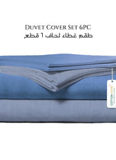 6 Piece Duvet Cover Set  220x240cm –  with Fitted Sheet & Pillowcases Ocean Blue
